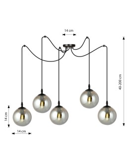 LAMPA WISZĄCA GIGI 5 CZARNA GRAFITOWA EMIBIG 937/5