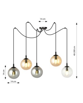 LAMPA WISZĄCA GIGI 5 CZARNA MIX EMIBIG 939/5