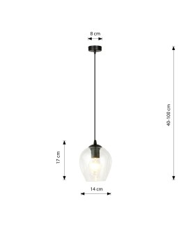 LAMPA WISZĄCA ISTAR 1 CZARNA PRZEZROCZYSTA EMIBIG 679/1