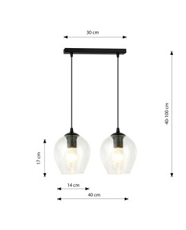 LAMPA WISZĄCA ISTAR 2 CZARNA PRZEZROCZYSTA EMIBIG 679/2