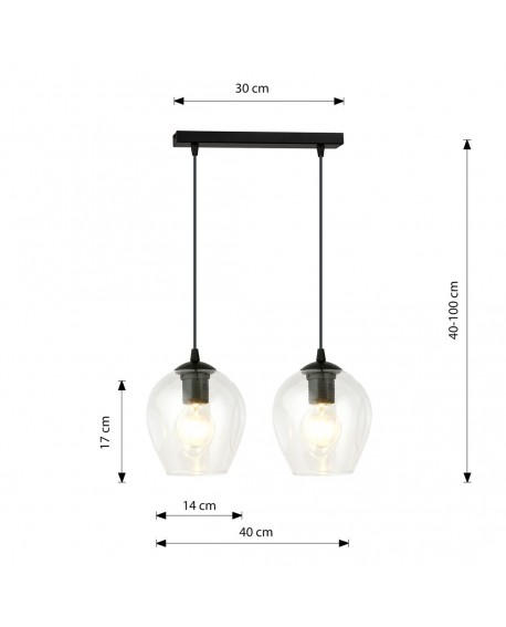 LAMPA WISZĄCA ISTAR 2 CZARNA PRZEZROCZYSTA EMIBIG 679/2