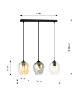 LAMPA WISZĄCA ISTAR 3 CZARNA MIX EMIBIG 678/3