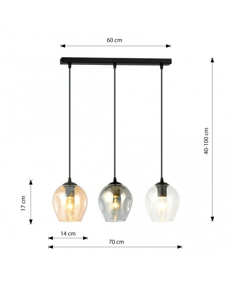 LAMPA WISZĄCA ISTAR 3 CZARNA MIX EMIBIG 678/3