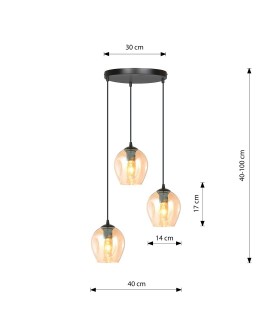 LAMPA WISZĄCA ISTAR 3 CZARNA PREMIUM MIODOWA EMIBIG 681/3PREM