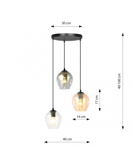 LAMPA WISZĄCA ISTAR 3 CZARNA PREMIUM MIX EMIBIG 682/3PREM