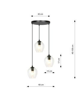 LAMPA WISZĄCA ISTAR 3 CZARNA PREMIUM PRZEZROCZYSTA EMIBIG 679/3PREM