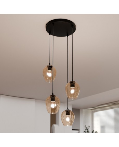 LAMPA WISZĄCA ISTAR 4 CZARNA PREMIUM MIODOWA EMIBIG 681/4PREM