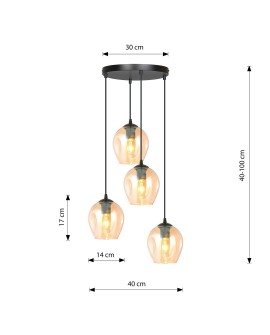 LAMPA WISZĄCA ISTAR 4 CZARNA PREMIUM MIODOWA EMIBIG 681/4PREM