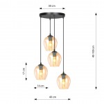 LAMPA WISZĄCA ISTAR 4 CZARNA PREMIUM MIODOWA EMIBIG 681/4PREM