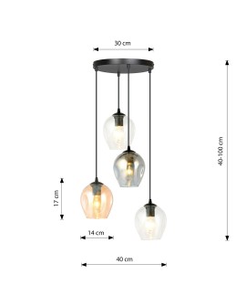 LAMPA WISZĄCA ISTAR 4 CZARNA PREMIUM MIX EMIBIG 682/4PREM