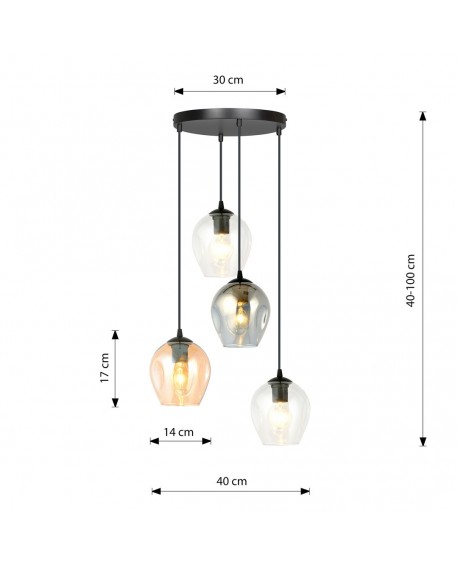 LAMPA WISZĄCA ISTAR 4 CZARNA PREMIUM MIX EMIBIG 682/4PREM