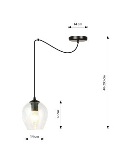 LAMPA WISZĄCA LEVEL 1 CZARNA PRZEZROCZYSTA EMIBIG 756/1