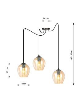 LAMPA WISZĄCA LEVEL 3 CZARNA MIODOWA EMIBIG 758/3