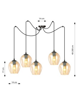 LAMPA WISZĄCA LEVEL 5 CZARNA MIODOWA EMIBIG 758/5