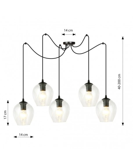 LAMPA WISZĄCA LEVEL 5 CZARNA PRZEZROCZYSTA EMIBIG 756/5