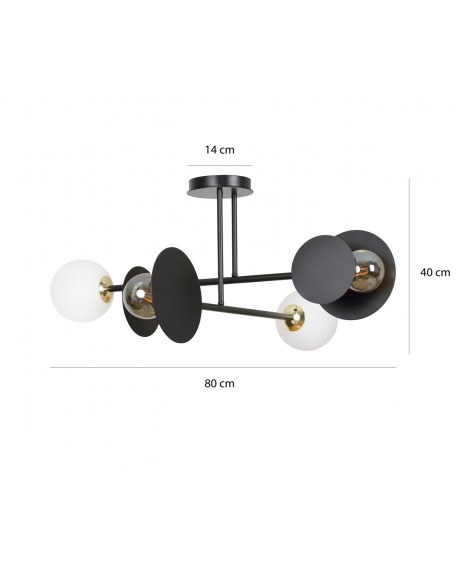 LAMPA SUFITOWA MINERVA 4-PUNKTOWA CZARNA EMIBIG 612/4