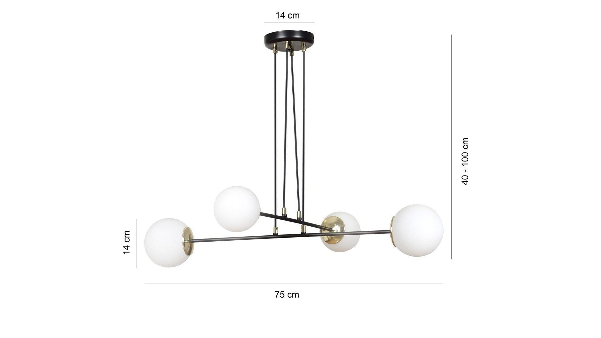LAMPA WISZĄCA OGNIS 4 CZARNA EMIBIG