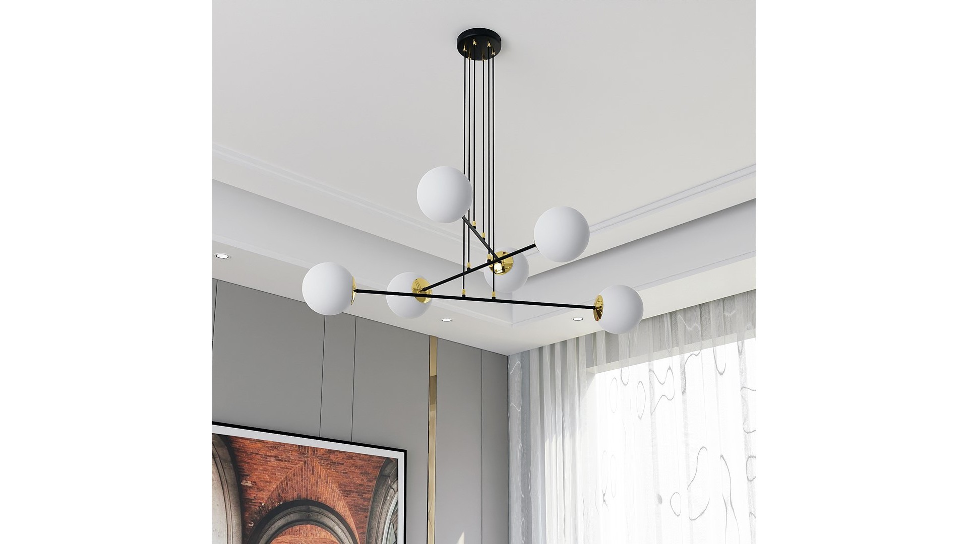 LAMPA WISZĄCA OGNIS 6 CZARNA EMIBIG