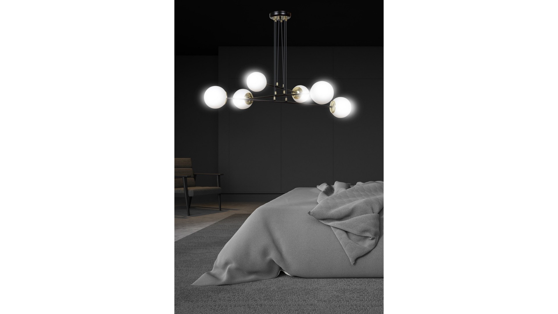 LAMPA WISZĄCA OGNIS 6 CZARNA EMIBIG