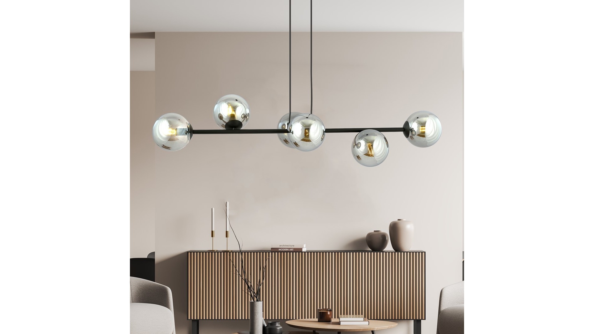LAMPA WISZĄCA ROSSI 6 CZARNA GRAFITOWA EMIBIG