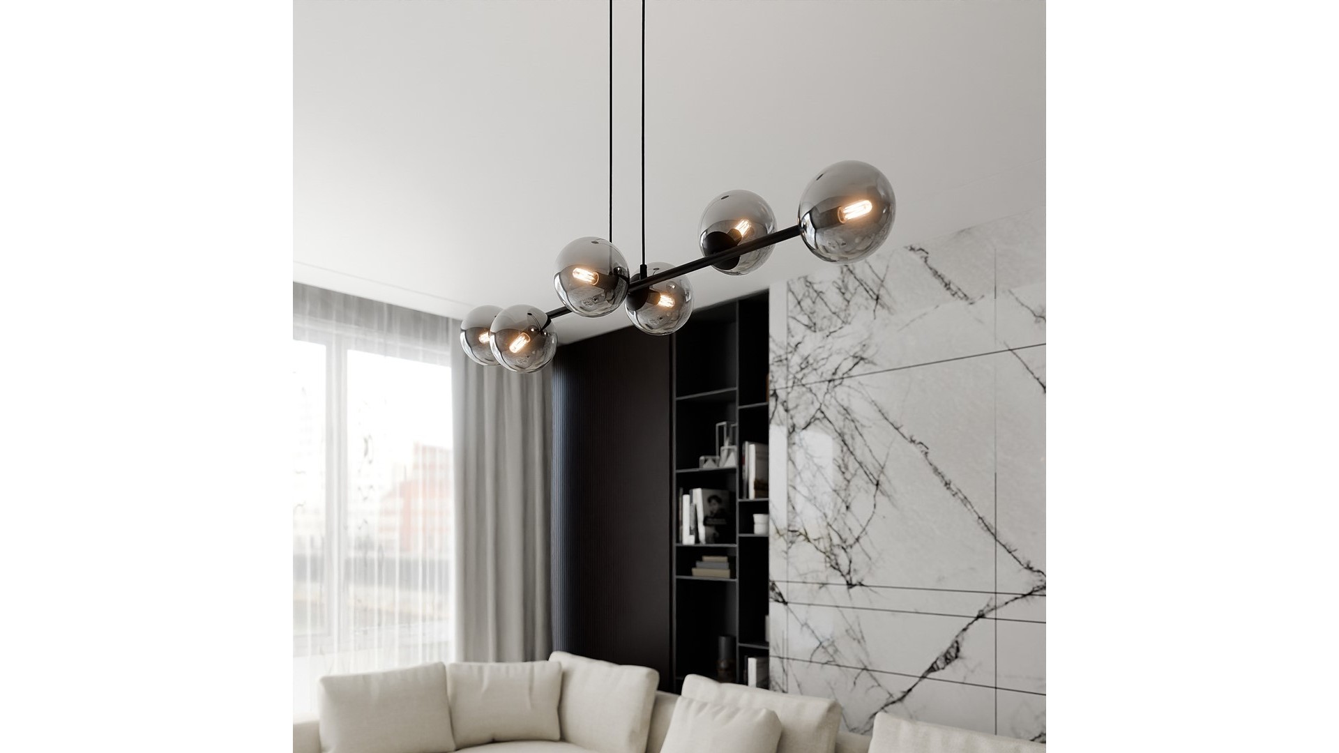 LAMPA WISZĄCA ROSSI 6 CZARNA GRAFITOWA EMIBIG
