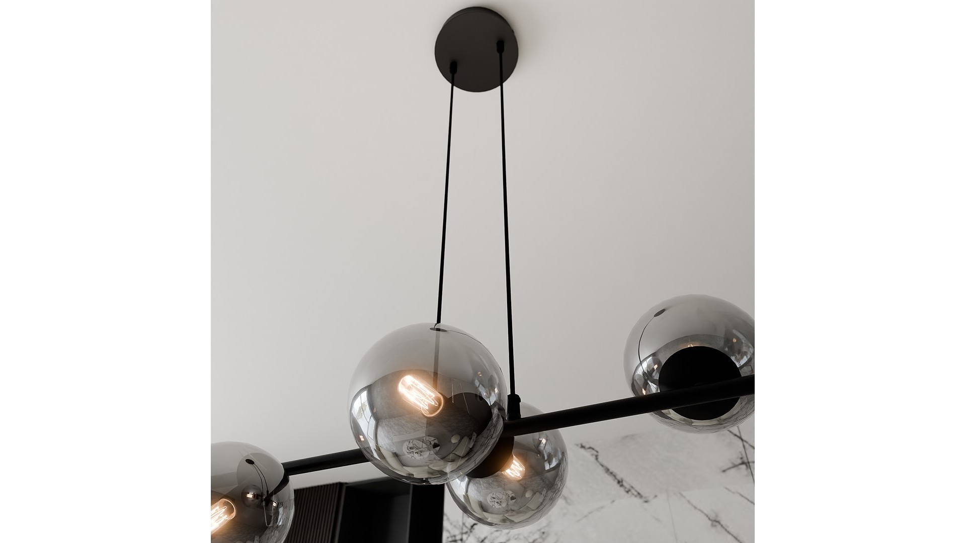 LAMPA WISZĄCA ROSSI 6 CZARNA GRAFITOWA EMIBIG