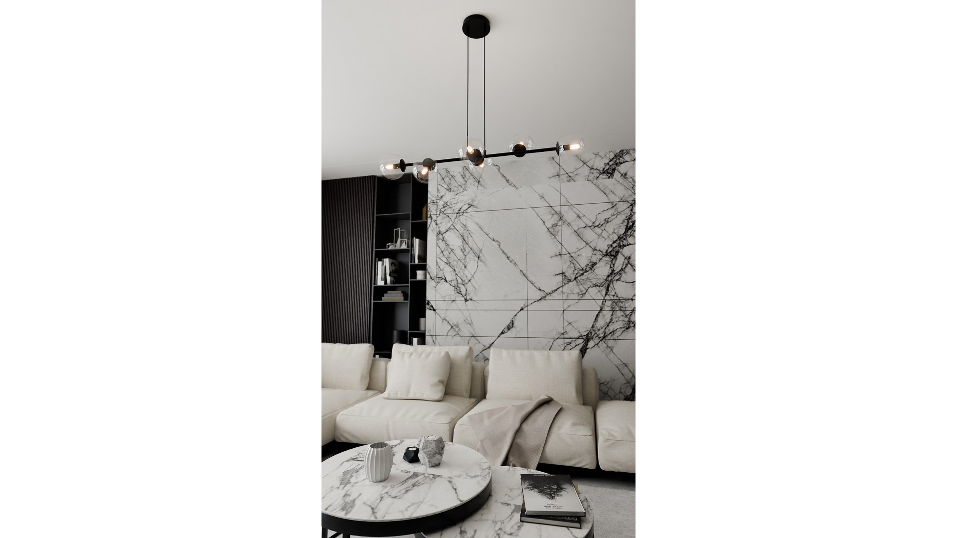 LAMPA WISZĄCA ROSSI 6 CZARNA PRZEZROCZYSTA EMIBIG