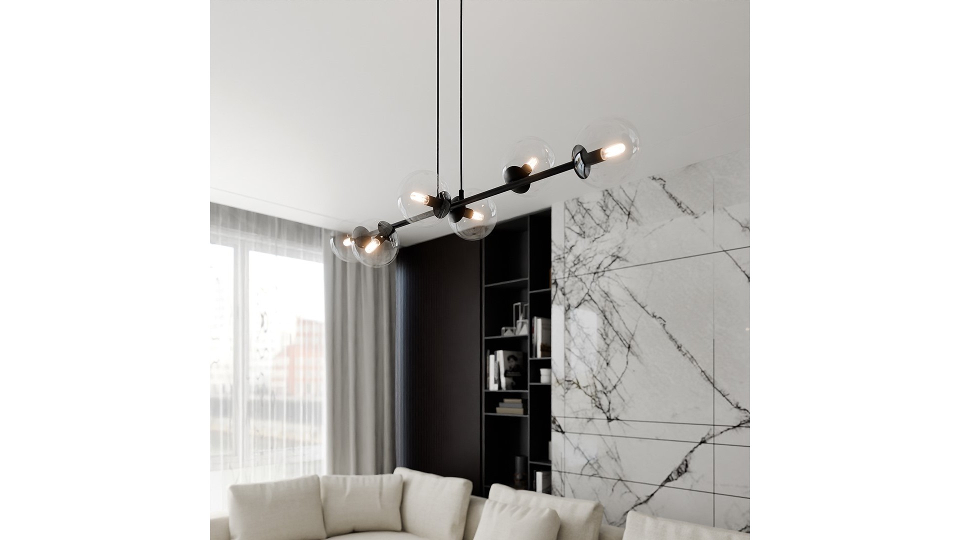LAMPA WISZĄCA ROSSI 6 CZARNA PRZEZROCZYSTA EMIBIG