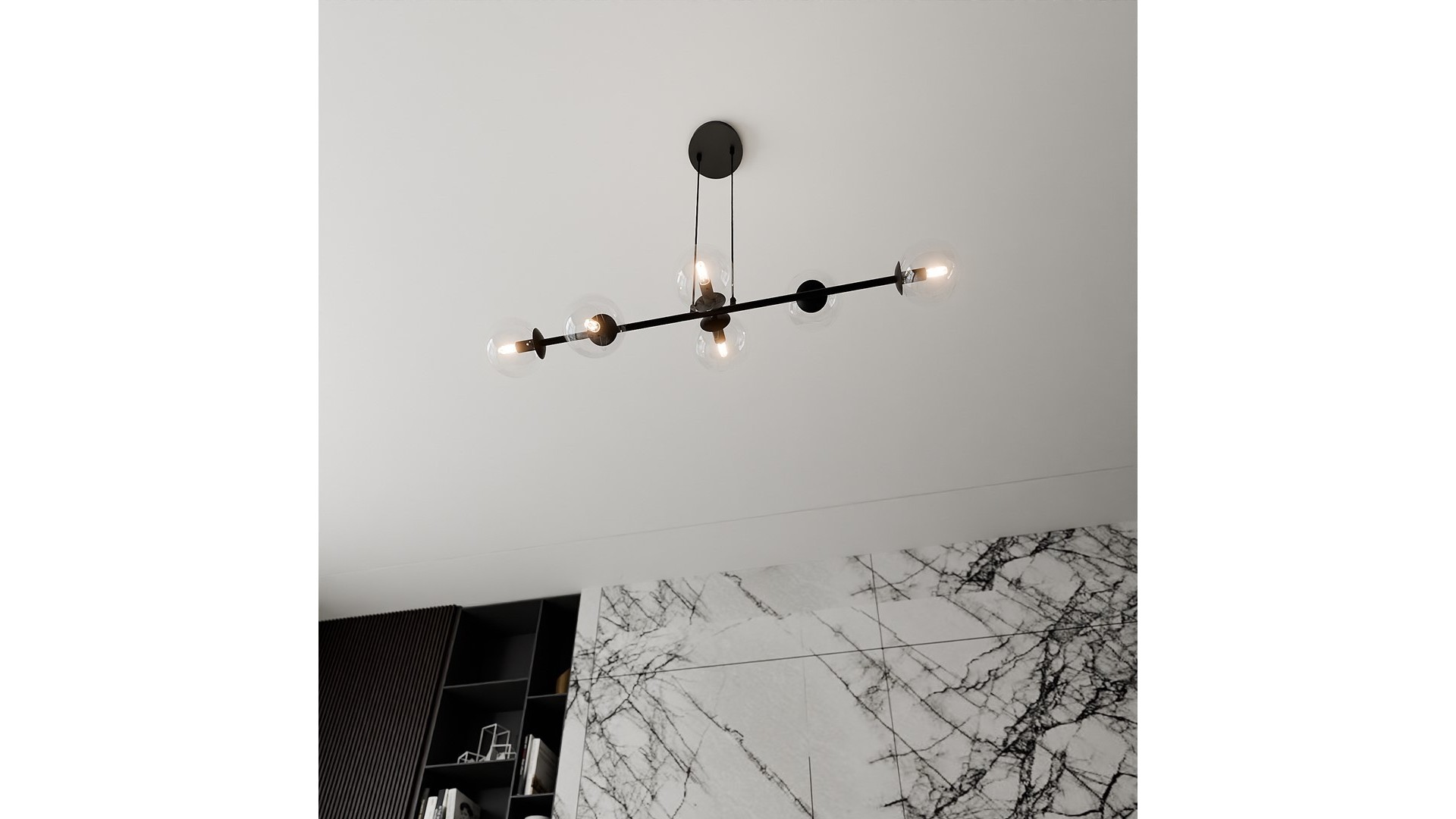 LAMPA WISZĄCA ROSSI 6 CZARNA PRZEZROCZYSTA EMIBIG