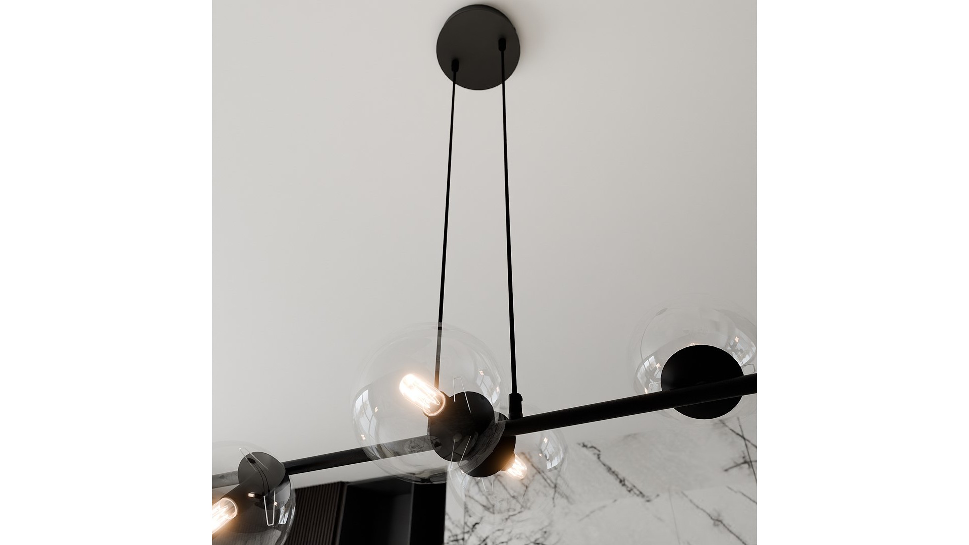 LAMPA WISZĄCA ROSSI 6 CZARNA PRZEZROCZYSTA EMIBIG