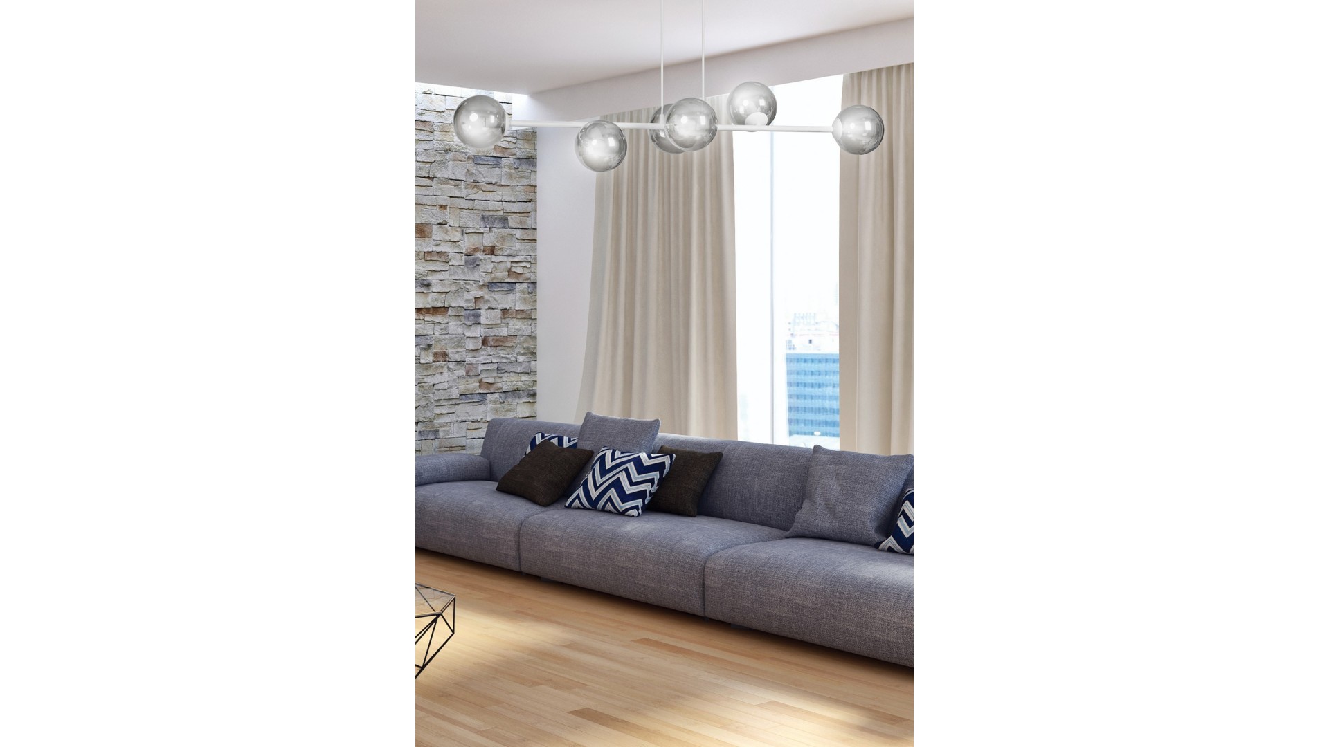 LAMPA WISZĄCA ROSSI 6 BIAŁA GRAFITOWA EMIBIG