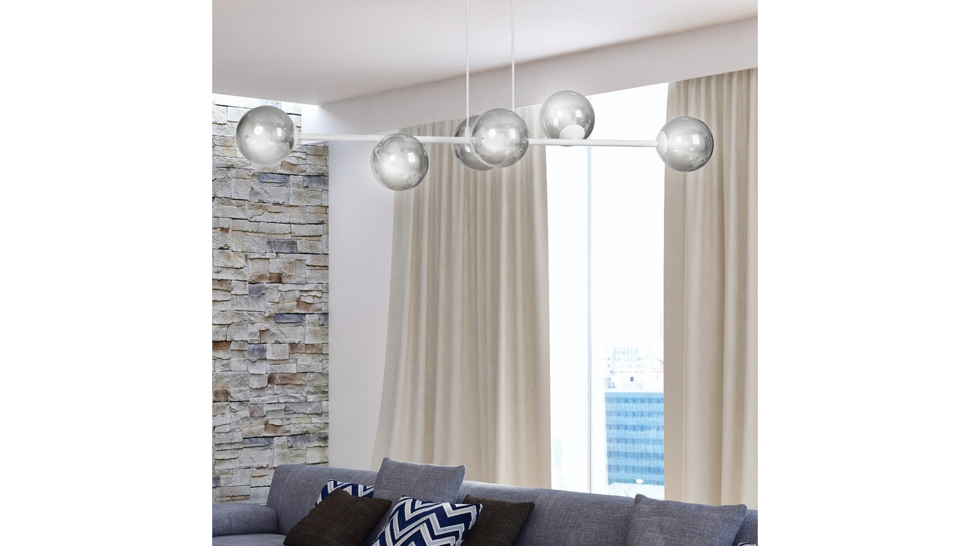 LAMPA WISZĄCA ROSSI 6 BIAŁA GRAFITOWA EMIBIG