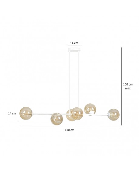 LAMPA WISZĄCA ROSSI 6 BIAŁA MIODOWA EMIBIG