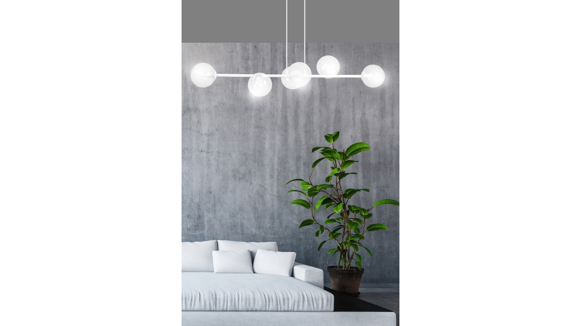 LAMPA WISZĄCA ROSSI 6 BIAŁA PRZEZROCZYSTA EMIBIG