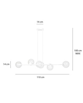 LAMPA WISZĄCA ROSSI 6 BIAŁA PRZEZROCZYSTA EMIBIG