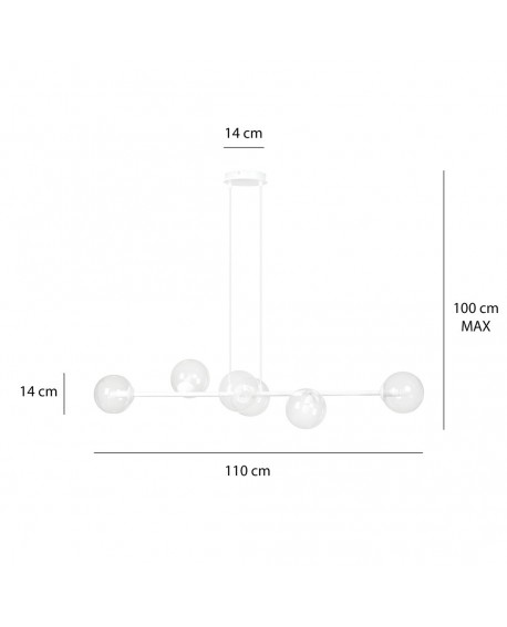 LAMPA WISZĄCA ROSSI 6 BIAŁA PRZEZROCZYSTA EMIBIG