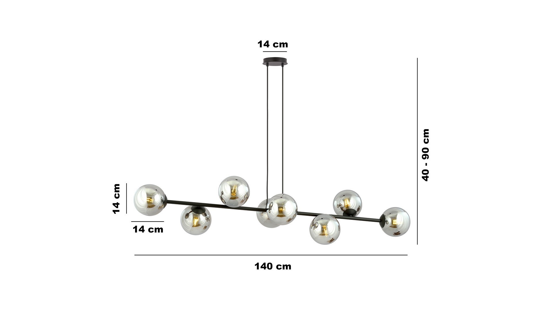 LAMPA WISZĄCA ROSSI 8 CZARNA GRAFITOWA EMIBIG