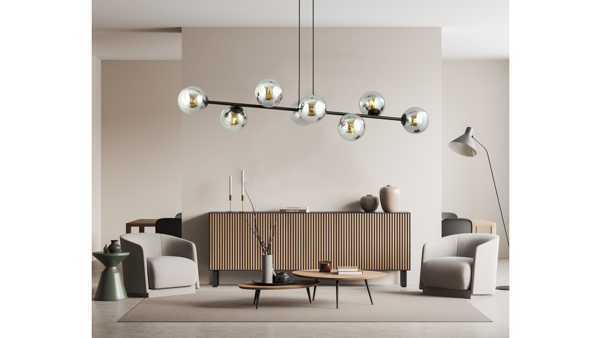 LAMPA WISZĄCA ROSSI 8 CZARNA GRAFITOWA EMIBIG
