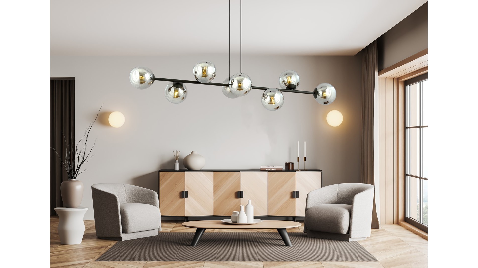 LAMPA WISZĄCA ROSSI 8 CZARNA GRAFITOWA EMIBIG