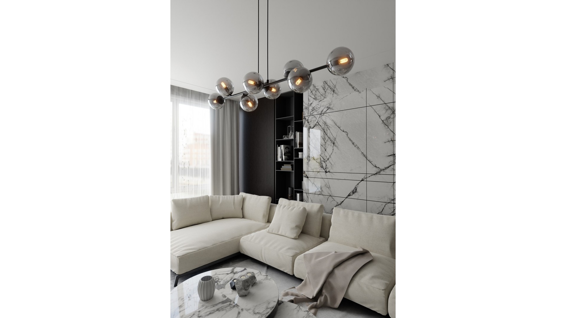 LAMPA WISZĄCA ROSSI 8 CZARNA GRAFITOWA EMIBIG