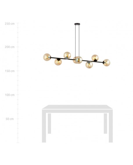 LAMPA WISZĄCA ROSSI 8 CZARNA MIODOWA EMIBIG