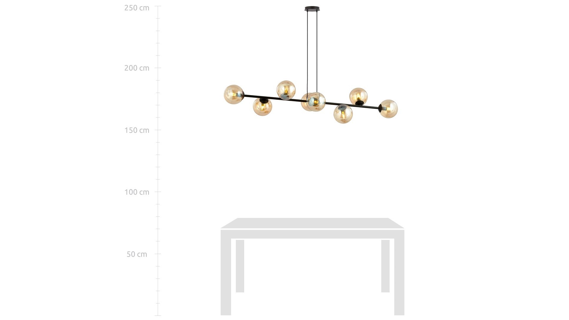 LAMPA WISZĄCA ROSSI 8 CZARNA MIODOWA EMIBIG