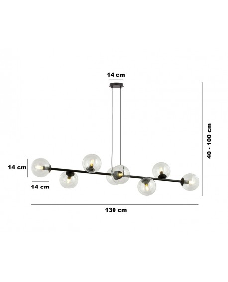 LAMPA WISZĄCA ROSSI 8 CZARNA PRZEZROCZYSTA EMIBIG