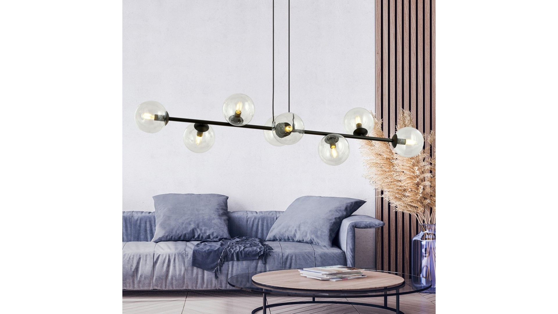 LAMPA WISZĄCA ROSSI 8 CZARNA PRZEZROCZYSTA EMIBIG