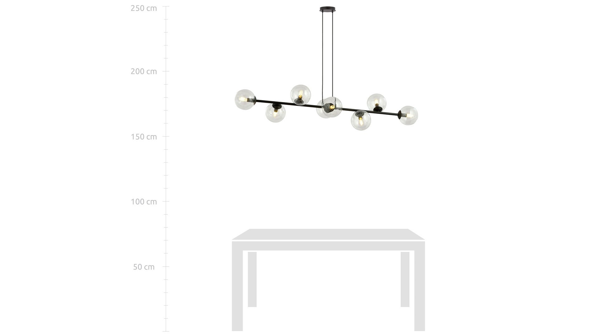 LAMPA WISZĄCA ROSSI 8 CZARNA PRZEZROCZYSTA EMIBIG
