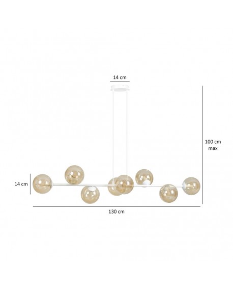 LAMPA WISZĄCA ROSSI 8 BIAŁA MIODOWA EMIBIG