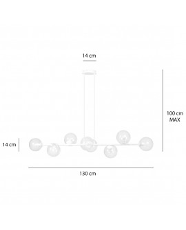 LAMPA WISZĄCA ROSSI 8 BIAŁA PRZEZROCZYSTA EMIBIG