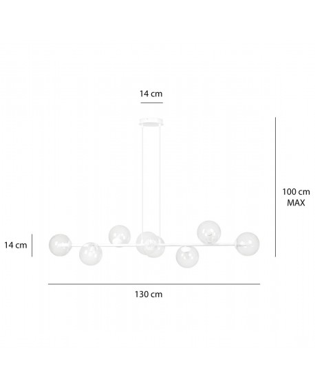 LAMPA WISZĄCA ROSSI 8 BIAŁA PRZEZROCZYSTA EMIBIG
