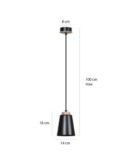 LAMPA WISZĄCA BOLERO 1 CZARNA EMIBIG