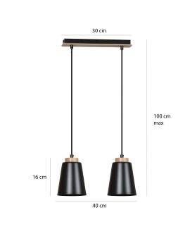 LAMPA WISZĄCA BOLERO 2 CZARNA EMIBIG